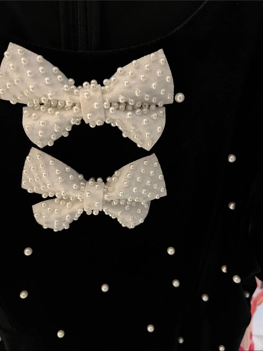 Velvet Pearl-Embellished Dress
